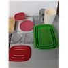 Image 2 : Kitchen Lot- Glass Containers- No Lids, Cutting Board, Plates, Misc.