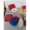 Image 3 : Kitchen Lot- Glass Containers- No Lids, Cutting Board, Plates, Misc.