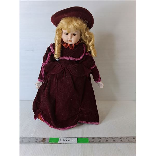 Porcelain Doll with Stand 17"
