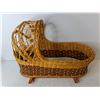Image 2 : Wicker Bassinet 20" x 8" x 15" & Vintage Plastic Doll with Blanket