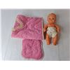 Image 3 : Wicker Bassinet 20" x 8" x 15" & Vintage Plastic Doll with Blanket