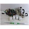 Image 1 : Christmas Tree Lights - Powers On, As Is, Metal Tea Pots, Electricity Saving Boxes - As Is