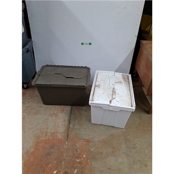 (2)  Plastic Storage Containers with Lid 22" x 15" x 12", Cannot Ship