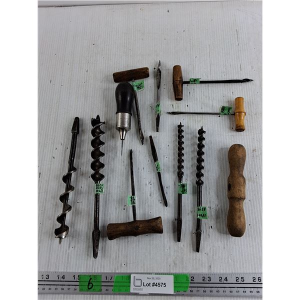 Vintage Hand Augers & Woodworking Tools Assortment