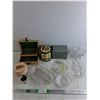 Jewelry Box, Various Glass Dishes, Markman Cup, Ceramic Pot with Lid, Misc