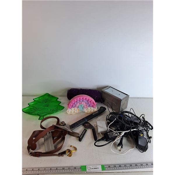 Assorted Cords, Hammer, Miniature Pocket Knife, Napkin Holder