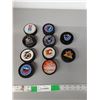 (10) Collector Hockey Pucks- Calgary Flames, Toronto Maple Leafs, Hockey Hall of Fame, Misc.