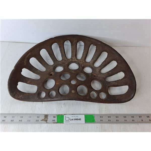 Vintage Cast Iron Tractor Seat 16.5" Across