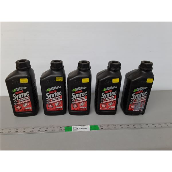 (5) Castrol Syntec 1 Litre SAE OW-30 Synthetic Motor Oil-Full, Cannot Ship