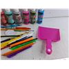 Image 6 : Various Acrylic Paint, Coloring Pencils, Paint Brushes, Small Dust Pan