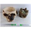 Decorative Candle Holder, Outdoor Halloween Skull Planter - Some Damage
