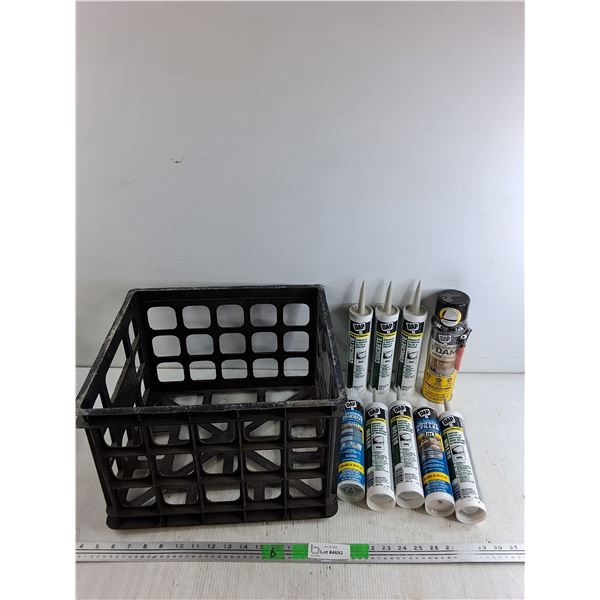 Plastic Crate 15" x 14" x 10", DAP Concrete Sealant, Adhesive & Filler, No Ship