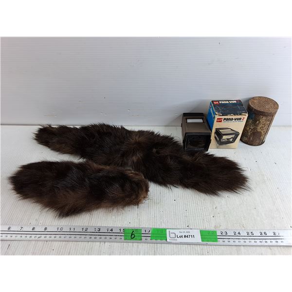 Fur Pieces, Vintage Pana-Vue 2 Slide Viewer, Vintage Metal Can