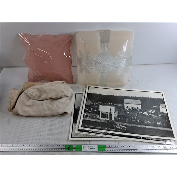 Glass Light Fixture Shades/Covers 12" x 12" x 4", Mail Bag, Edmonton Prints 17" x 11"