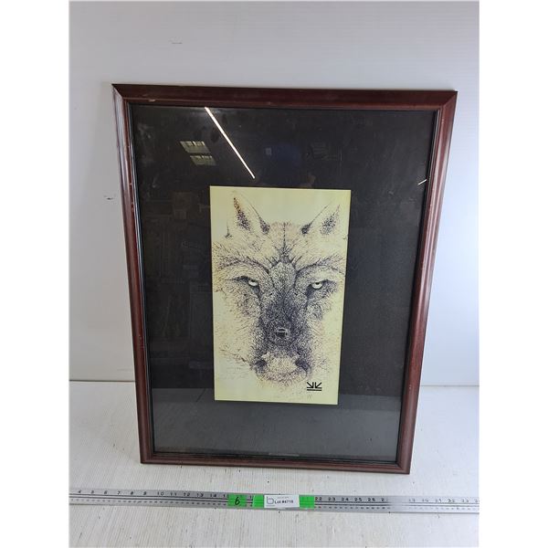 Framed Wolf Wall Art Print 28" x 22"
