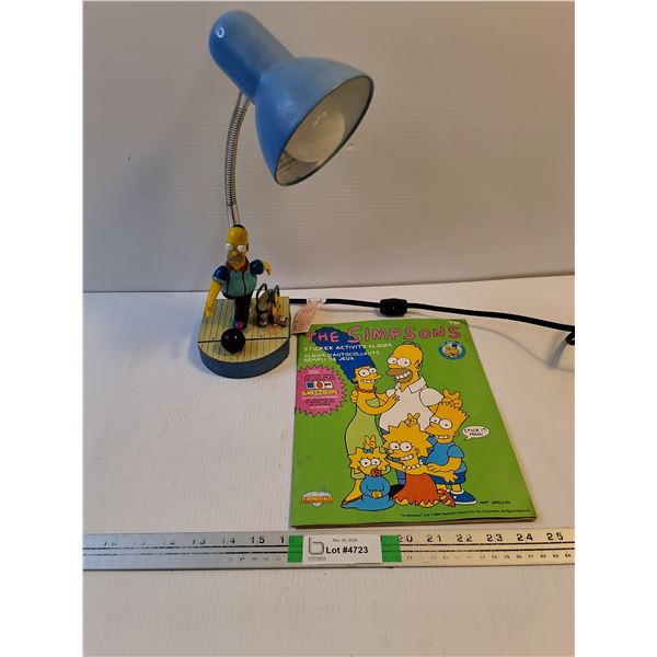 (2) Simpsons Items-Desk Lamp and Sticker Activity Album