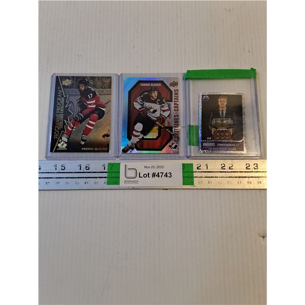 (3) Connor McDavid Cards-Gold Foil Rookie and (2) Team Canada Cards