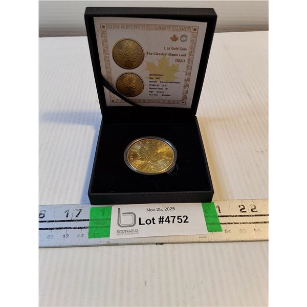 (1) 2021 1 Oz. Gold Coin The Classical  Maple Leaf