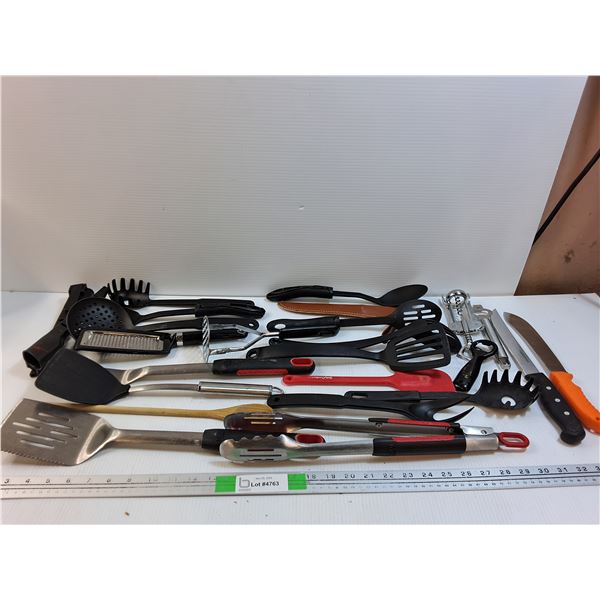 Plastic Kitchen Utensils, Bottle Openers, Knives- As Is