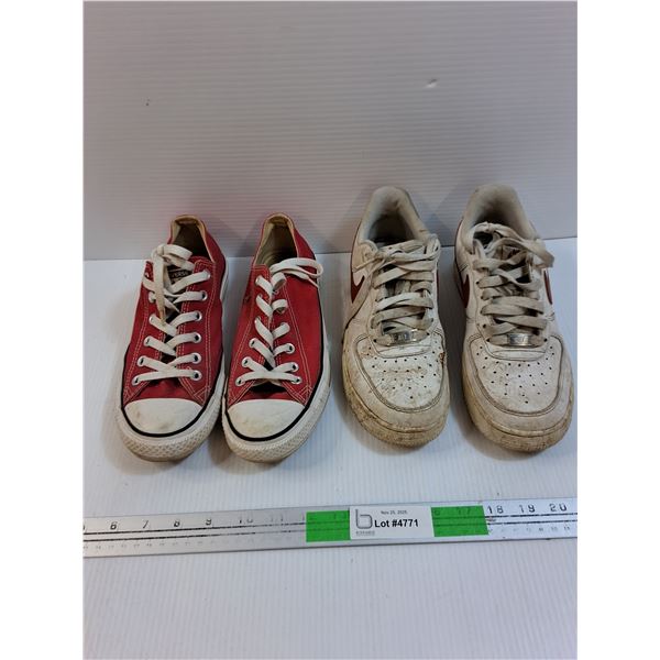 Running Shoes ( 2 Pair ) Converse (Size 8.5W,6.5M) Nike AF1 ( Size 7 ) As Is
