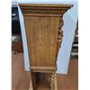 Image 4 : * Antique Hand-Carved 2-Piece Oak Cabinet w/Barley Twist Legs, Key - 17x31x62" - Pickup Only