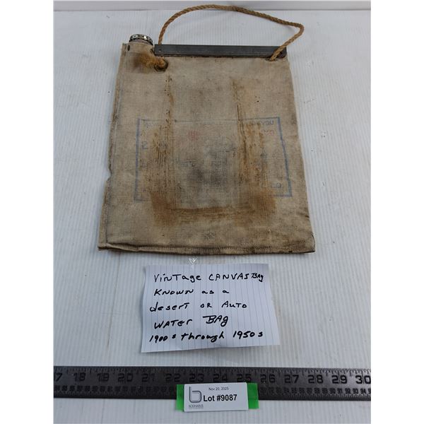 Vintage Canvas Water Bag - See Consignor's Note