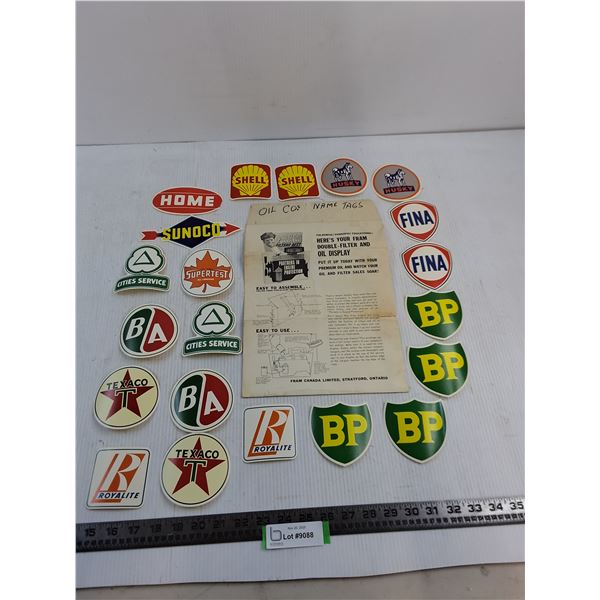 Assorted Vintage Oil Companies Name Tags