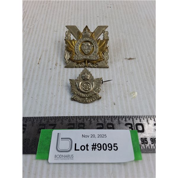 (2) Vintage Metal Shirt Pins (Saskatoon Light Infantry & The Perth Regiment)