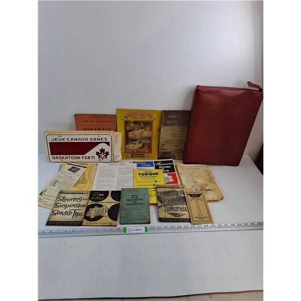 Large Assortment of Automotive and Farm Literature,1971 Jeux Canada Games License Plate with Portfol