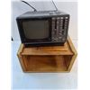 Image 2 : Citizen 5" Black/White TV/Radio With Wooden Storage Box- powers on