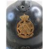 Image 3 : World War II Belgium Helmet with German Occupation Badge, Wooden Stand