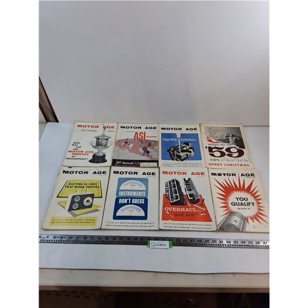 (8) Vintage 1958, 59 Chilton's Motor Age Magazines