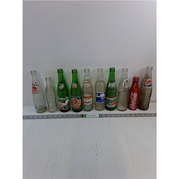 (10) Vintage Glass Soft Drink Bottles
