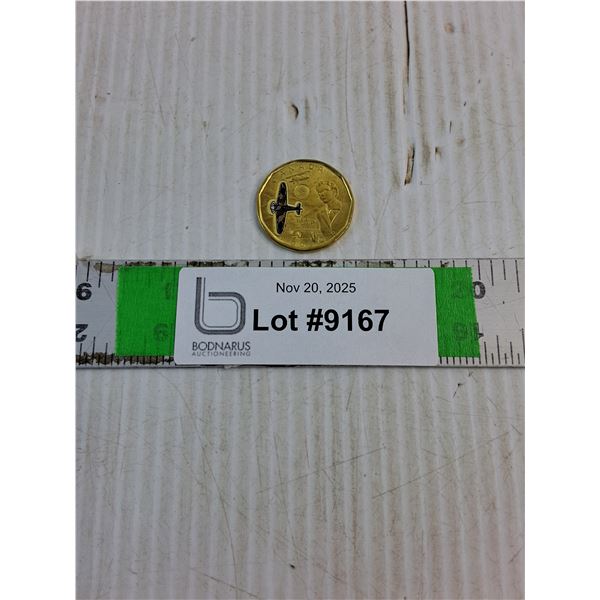 (1) 2023 Canada Coloured Loonie-Elise Macgill-Hurricane Fighter Plane-WW II