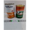 Image 1 : (2) Motor Oil Tins-Gulf and U.F.A.-Empty