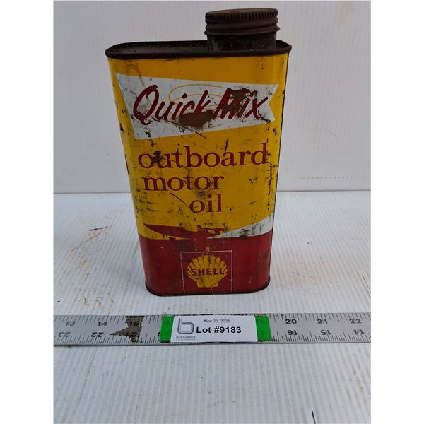 (1) Vintage Shell Outboard Motor Oil Tin-Has Contents-Cannot Ship