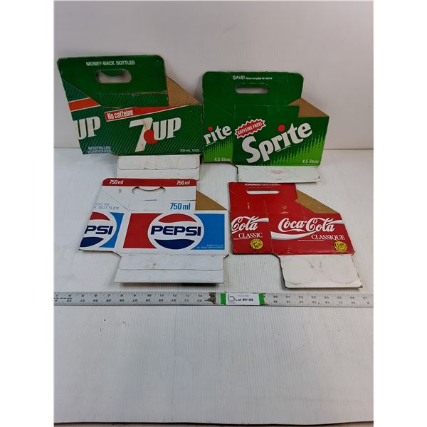 (6) Vintage Cardboard Carriers-Pepsi,Coke,Sprite and 7-up