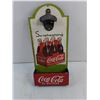 Image 2 : Coca Cola Coke Glass Bottle Opener Hanging Wood Wall Mount Cap Receptacle