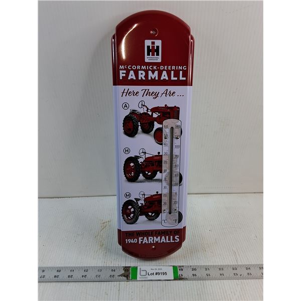 McCormick Deering Tin Wall Thermometer Featuring Family of 1940 Tractors