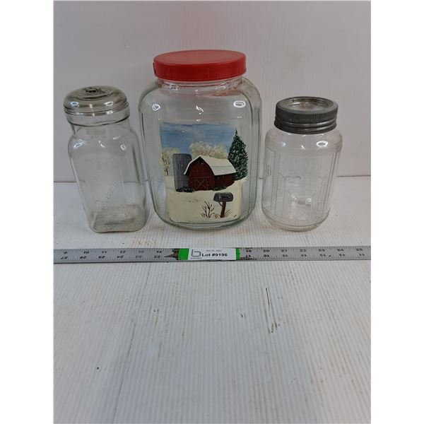 (3) Vintage Glass Jars including Nabob Coffee