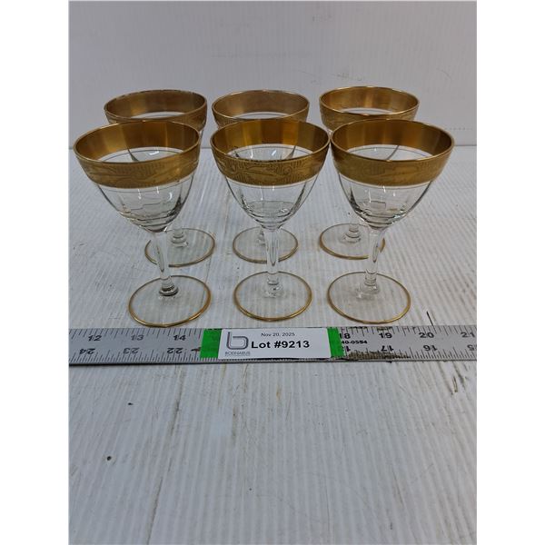 (6) Vintage Gold Rimmed Cordial Glasses