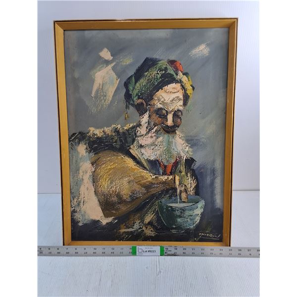 Vintage MCM Oil on Canvas "Khosrow" -19"x25"