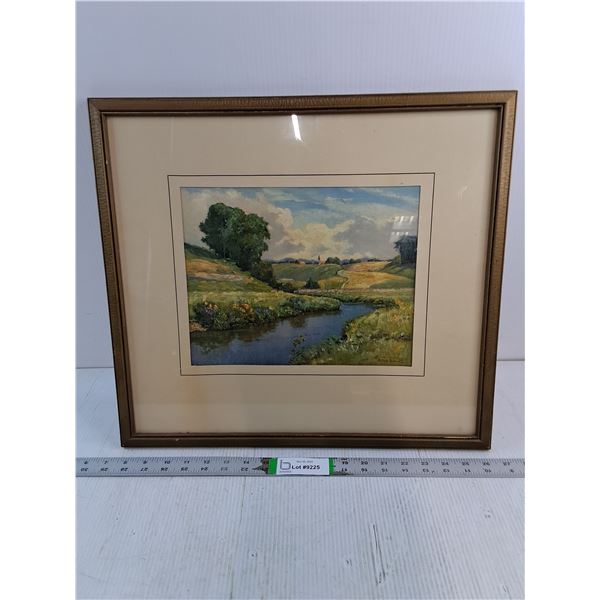 Early Framed Coloured Lithograph-19"x17"