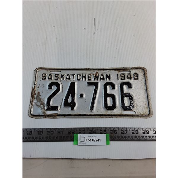 1948 Saskatchewan License Plate