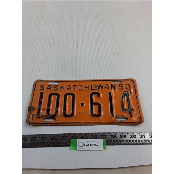 1950 Saskatchewan License Plate