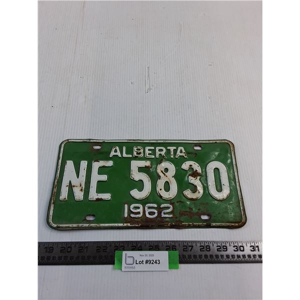 1962 Alberta License Plate