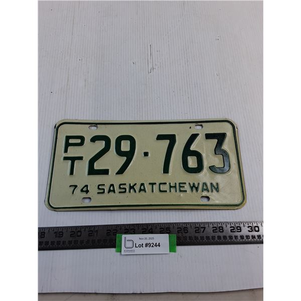 1974 Saskatchewan License Plate