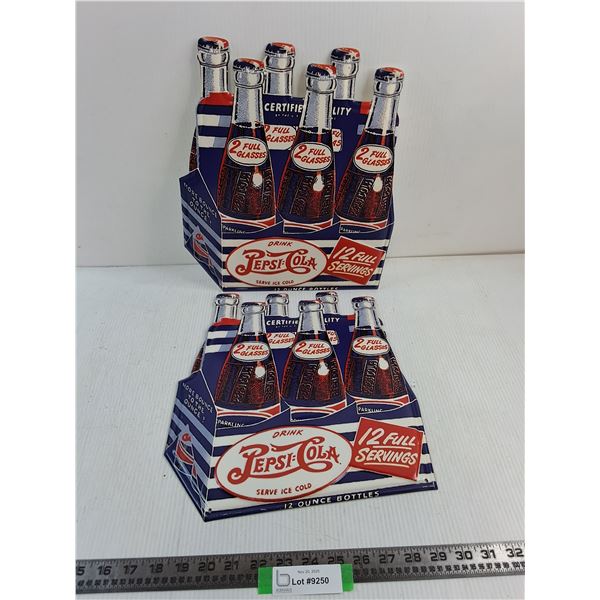 (2) Pepsi-Cola Metal Decor Signs - 12.5" x 14"