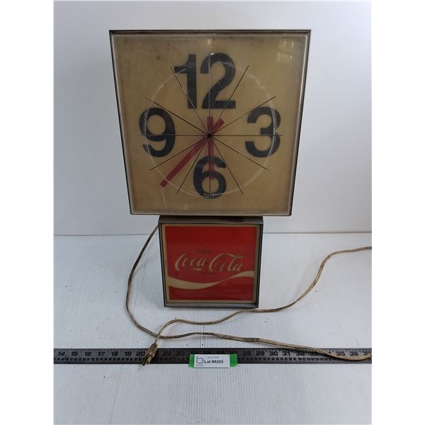Vintage Coca-Cola Electric Wall Clock - Untested - 21" x 12"