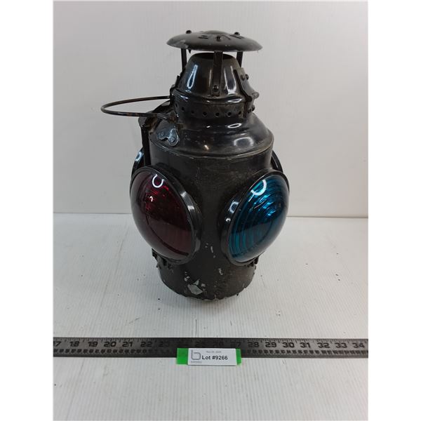 #Antique Railroad Signal Lantern - 15" High